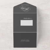 elegante kalligrafie grijs (geen ENV nodig) All In One Uitnodiging (Buitenkant)