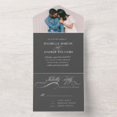 elegante kalligrafie grijs (geen ENV nodig) All In One Uitnodiging (Binnen)