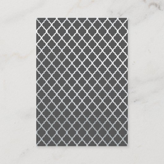 Elegante kalligrafie grijs zilver Receptie Informatiekaartje (Achterkant)