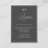 Elegante kalligrafie grijs zilver Receptie Informatiekaartje (Voorkant)