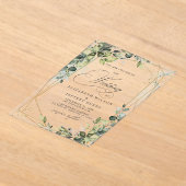 Elegante kalligrafie groen eucalyptus bruiloft acryl uitnodigingen (Laagn)