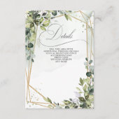 Elegante kalligrafie groen eucalyptus bruiloft informatiekaartje (Voorkant)