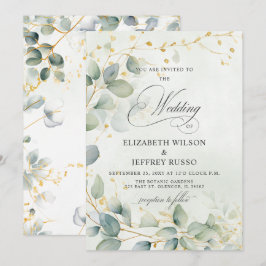 Elegante kalligrafie groen eucalyptus bruiloft kaart