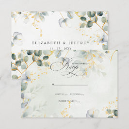 Elegante kalligrafie groen eucalyptus bruiloft RSVP kaartje