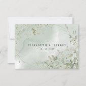 Elegante kalligrafie groen eucalyptus bruiloft RSVP kaartje (Achterkant)