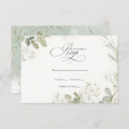 Elegante kalligrafie groen eucalyptus bruiloft RSVP kaartje