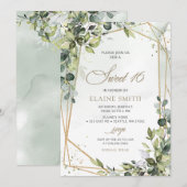 Elegante kalligrafie groen Eucalyptus zoet 16 Kaart (Voorkant / Achterkant)