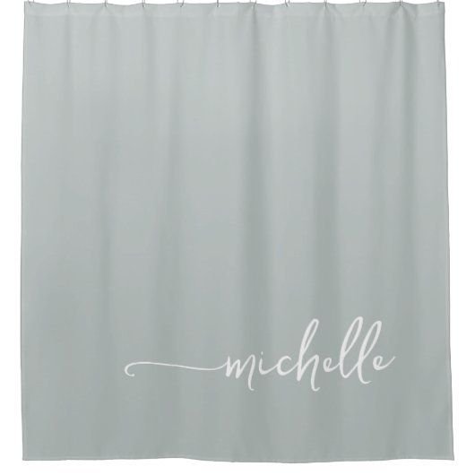 Elegante kalligrafie groen script monogram douchegordijn (Voorkant)