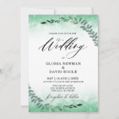 Elegante kalligrafie groen Waterverf bruiloft Kaart (Voorkant)
