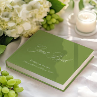 Elegante kalligrafie groene bruiloft gastenboek