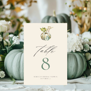 Elegante kalligrafie Groene Herfst Pompoen Bruilof Kaart