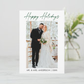 Elegante kalligrafie Groene inkt Script Foto Bruil Feestdagenkaart (Staand voorkant)