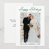 Elegante kalligrafie Groene inkt Script Foto Bruil Feestdagenkaart (Voorkant / Achterkant)