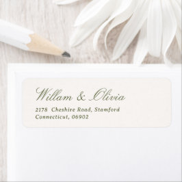 Elegante kalligrafie groene trouw retouradres etiket