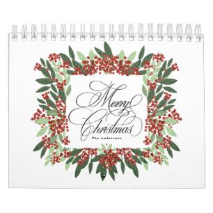 Elegante kalligrafie handgeschilderde kerst aangep kalender