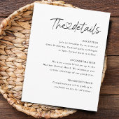 Elegante kalligrafie hart bruiloft details informatiekaartje