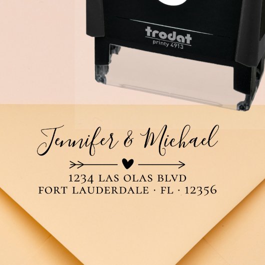 Elegante kalligrafie hart bruiloft retour adres  zelfinktende stempel