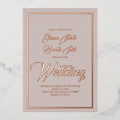 Elegante kalligrafie Hart Huwelijk Persfolie  Folie Uitnodiging (Voorkant)