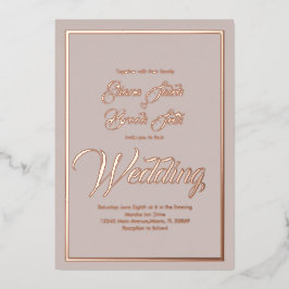 Elegante kalligrafie Hart Huwelijk Persfolie  Folie Uitnodiging