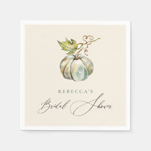 Elegante kalligrafie herfst pompoen bruidsdouche servet (Voorkant)