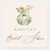 Elegante kalligrafie Herfst Pompoen Bruiloft Feest Vierkante Sticker (Voorkant)