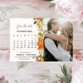 Elegante kalligrafie Herfst pompoen bruiloft Save The Date