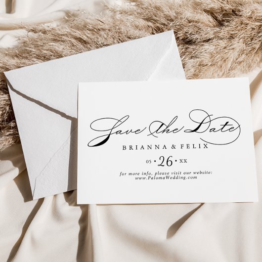 Elegante kalligrafie horizontale bruiloft save the date