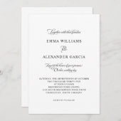 Elegante Kalligrafie Huwelijk Formeel Zwart & Wit Kaart (Voorkant / Achterkant)