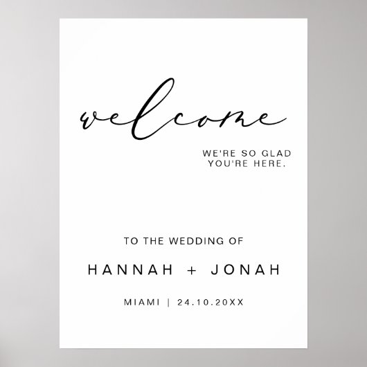 Elegante kalligrafie Huwelijk modern welkom Poster (Voorkant)