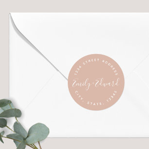 Elegante kalligrafie huwelijks retouradres ronde sticker