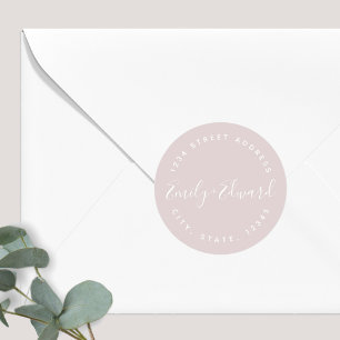 Elegante kalligrafie huwelijks retouradres  ronde sticker