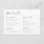 Elegante kalligrafie huwelijksdetails informatiekaartje (Voorkant)
