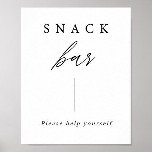 Elegante kalligrafie huwelijksfeest snack bar bord poster (Voorkant)