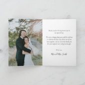 Elegante kalligrafie Huwelijksfoto Bedankkaart   (Binnen)