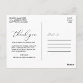 Elegante kalligrafie Huwelijksfoto Liefde Dank Briefkaart (Achterkant)