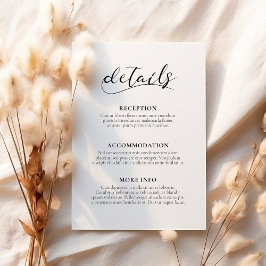 Elegante kalligrafie huwelijksgast informatiekaart informatiekaartje