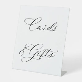 Elegante kalligrafie huwelijkskaarten & geschenken reclamebord met voetstuk