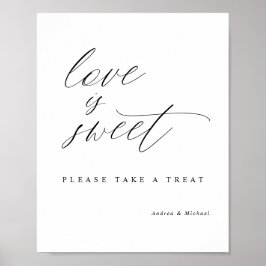 Elegante kalligrafie huwelijksliefde is zoete teke poster