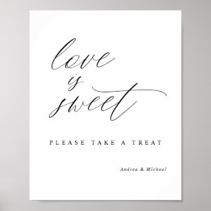 Elegante kalligrafie huwelijksliefde is zoete teke poster