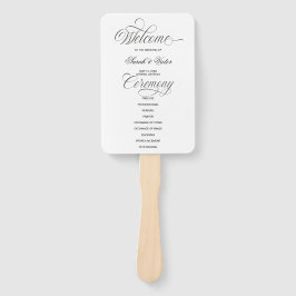 Elegante kalligrafie huwelijksprogramma handventil handwaaier