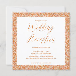 Elegante kalligrafie huwelijksreceptie verbrande o kaart