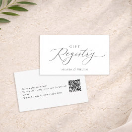 Elegante kalligrafie huwelijksregisterkaart met QR Informatiekaartje