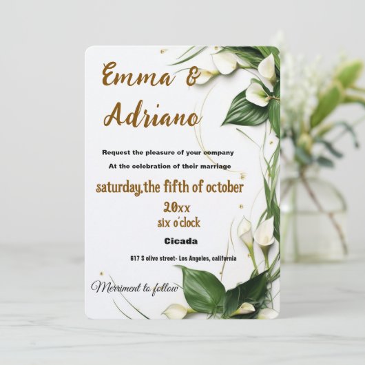 Elegante kalligrafie huwelijksuitnodiging save the date (Staand voorkant)