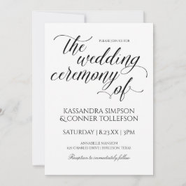 Elegante kalligrafie huwelijksuitnodigingen | Zwar Kaart