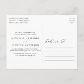 Elegante kalligrafie Huwelijksuitstel Aankondigingskaart (Achterkant)