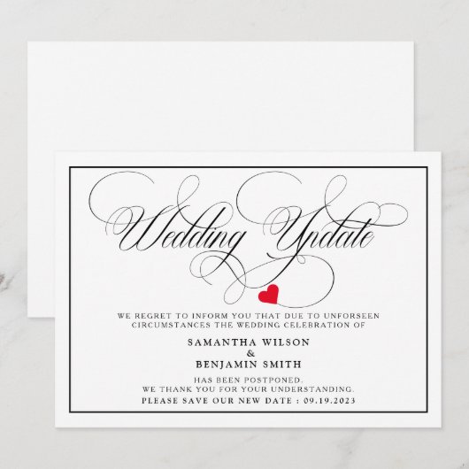 Elegante kalligrafie huwelijksupdate kaart (Voorkant / Achterkant)