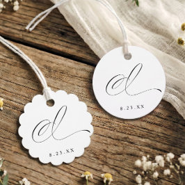 Elegante kalligrafie I monogram initiaal trouwdag Bedankjes Labels