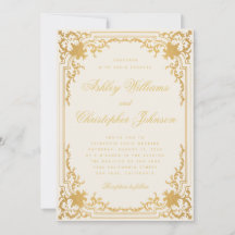 Elegante kalligrafie ivoor en goud vintage bruilof