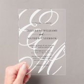 Elegante kalligrafie Ivoor Wit Monogram Bruiloft Acryl Uitnodigingen (Insitu (Draagbaar))