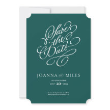 Elegante kalligrafie Jade Green Save the Date